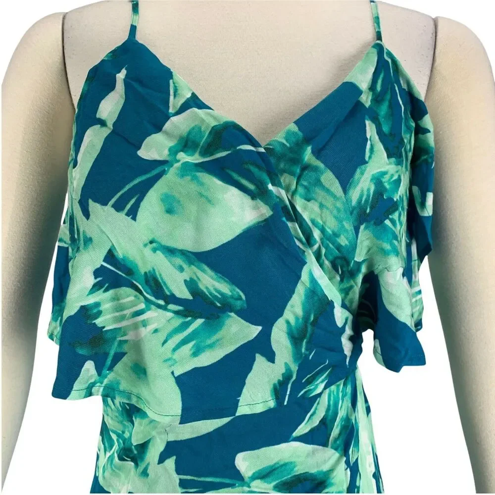 Gianni Bini XS Palm Wrap Dress NWT $109 Amy Blue Green Summer Cruise